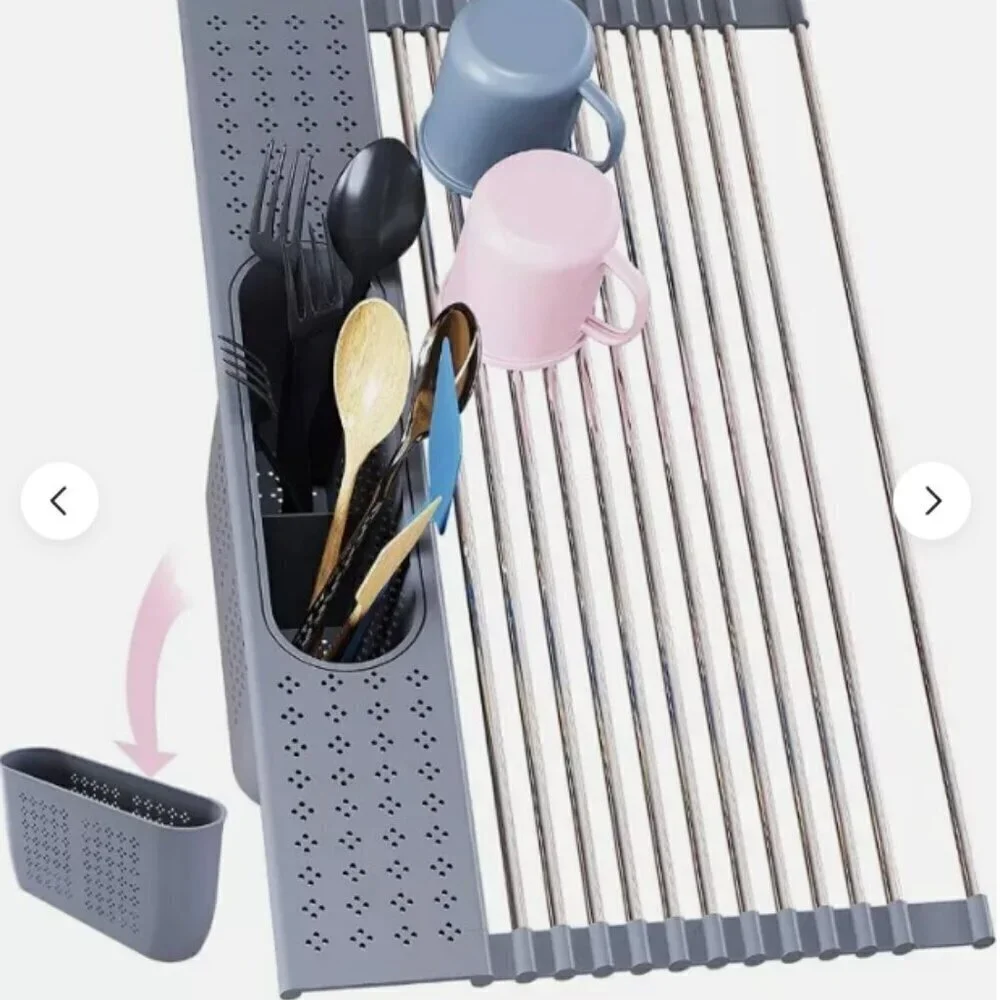 NEW! CW HOME Roll Up Dish Drying Rack over the sink stainless steel silicon